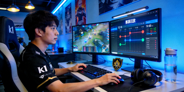 职业电竞选手使用k1电竞平台赛事回放功能进行战术研究